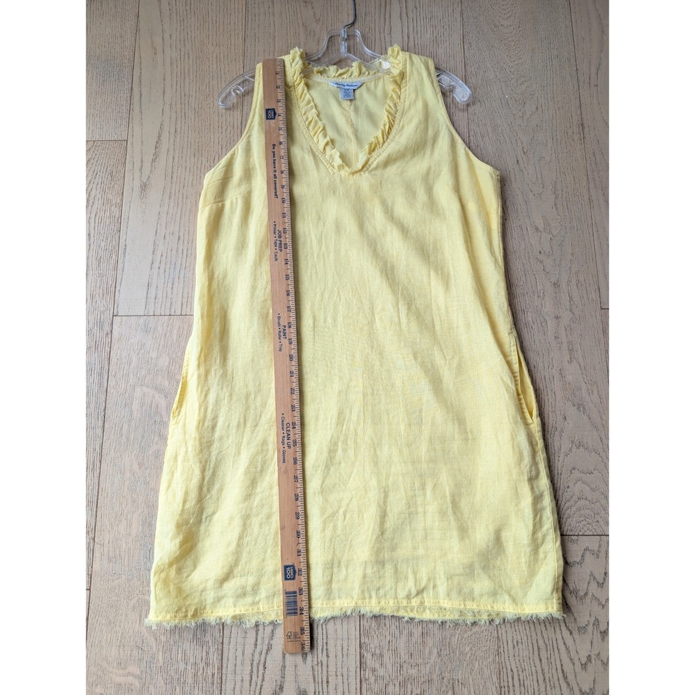 Tommy Bahama Women's Yellow Linen Ruffle V Neck Sleeveless Casual Dress S/P - Picture 6 of 8